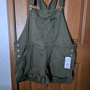 No Boundaries Olive Green Women's Overall Shorts